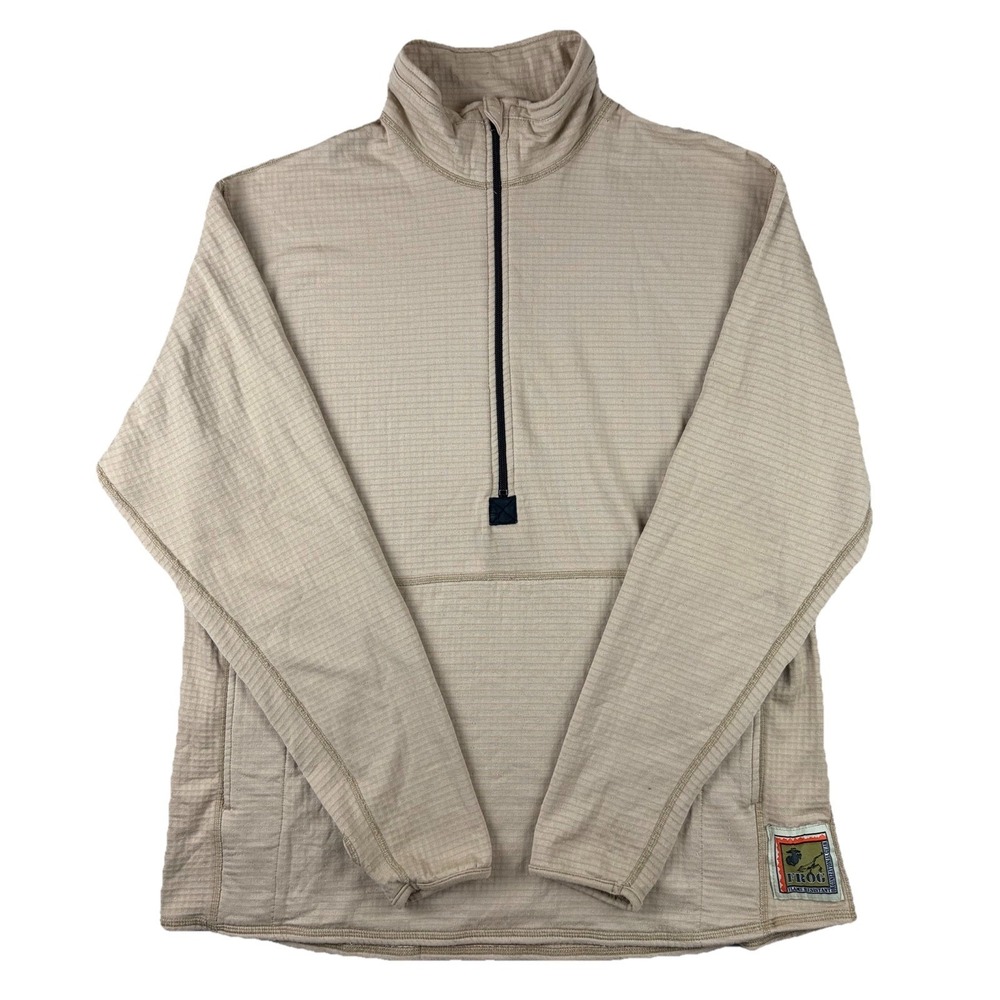 USMC FROG Pullover Mens XL Tan Flame Resistant Polartec 1/2 Zip Grid Fleece USA